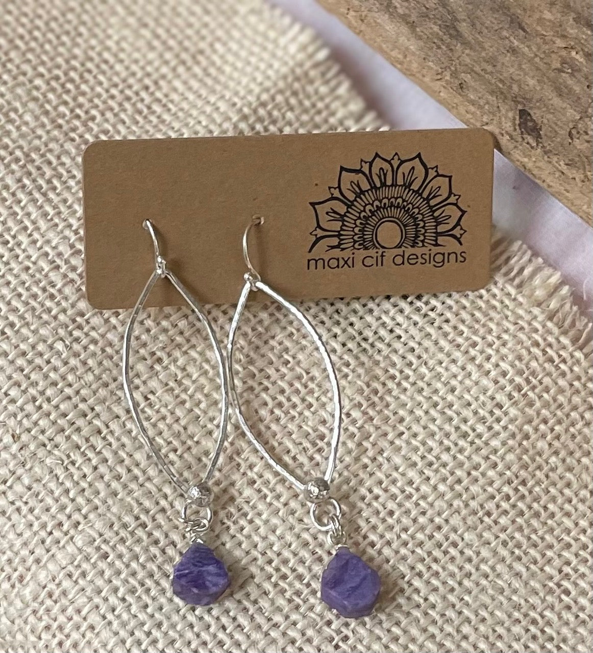 Raw Charoite Vent Earrings